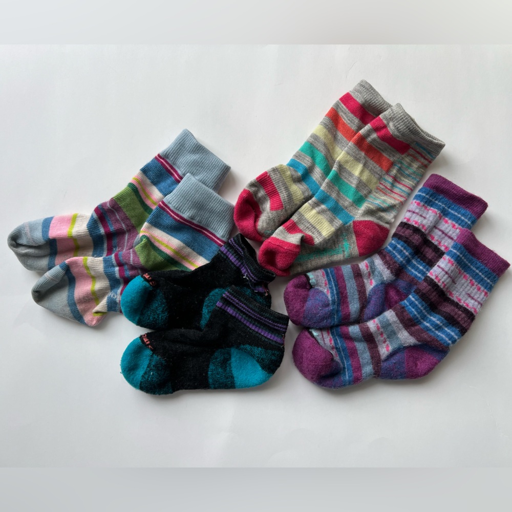 Smartwool Multicolor Striped Kids Socks-Girls Size Small